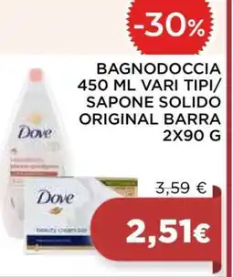 Coop BAGNODOCCIA 450 ML VARI TIPI/ SAPONE SOLIDO ORIGINAL BARRA 2X90 G offerta