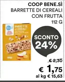 Coop COOP BENE.SÌ BARRETTE DI CEREALI CON FRUTTA offerta