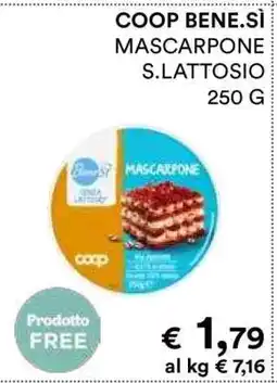 Coop COOP BENE.SÌ MASCARPONE S.LATTOSIO offerta