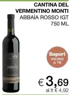 Coop CANTINA DEL VERMENTINO MONTI ABBÁIA ROSSO IGT offerta