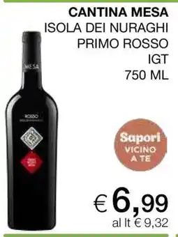 Coop CANTINA MESA ISOLA DEI NURAGHI PRIMO ROSSO IGT 750 ML offerta