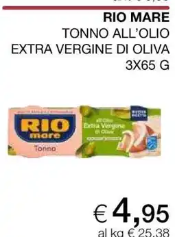 Coop RIO MARE TONNO ALL’OLIO EXTRA VERGINE DI OLIVA 3X65 G offerta