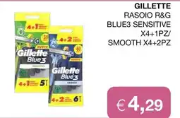 Coop GILLETTE RASOIO R&G BLUE3 SENSITIVE X4+1PZ/SMOOTH X4+2PZ offerta