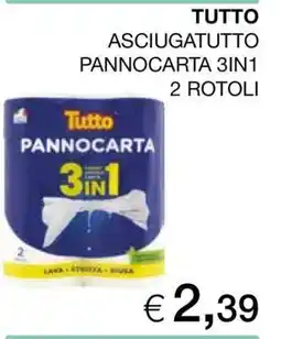 Coop TUTTO ASCIUGATUTTO PANNOCARTA 3IN1 2 ROTOLI offerta