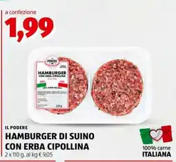 ALDI IL PODERE HAMBURGER DI SUINO CON ERBA CIPOLLINA offerta