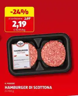 ALDI IL PODERE HAMBURGER DI SCOTTONA offerta