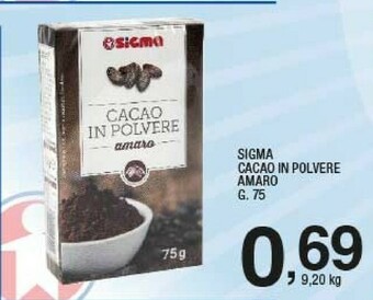 Sigma Sigma - cacao amaro in polvere offerta