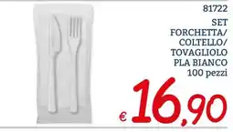 Zona Set forchetta/coltello/tovagliolo pla bianco offerta