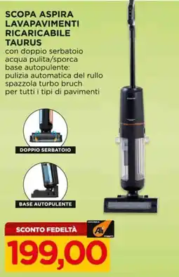 Alì Supermercati Scopa aspira lavapavimenti ricaricabile Taurus offerta