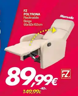 Franzy's FZ Poltrona Reclinabile Beige offerta