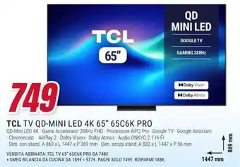 TCL TV QD-MINI LED 4K 65" 65C6K PRO