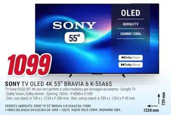 Sony TV OLED 4K 55" Bravia 6 K-55A65