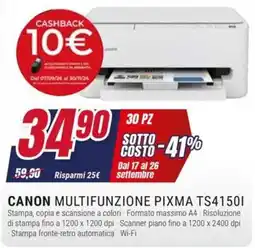 Trony Canon Multifunzione Pixma TS4150i offerta