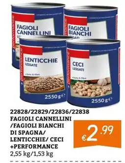 Zona Fagioli cannellini / fagioli bianchi / lenticchie / ceci + performance offerta