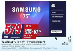 Trony Samsung TV LED 75" UE75U7000FUXZT offerta