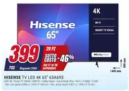 Trony Hisense TV LED 4K 65" offerta
