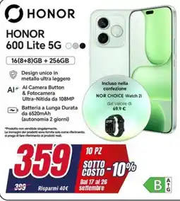 Trony Honor 600 Lite 5G offerta