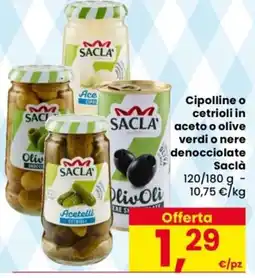 Despar Cipolline o cetrioli in aceto o olive verdi o nere denocciolate Saclà offerta