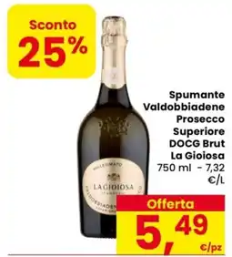 Despar Spumante Valdobbiadene Prosecco Superiore DOCG Brut La Gioiosa offerta