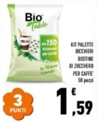 Bio Table Kit palette bicchieri bustine di zucchero per caffè