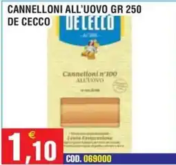 Immenso Cash Cannelloni n'100 all'uovo De Cecco offerta