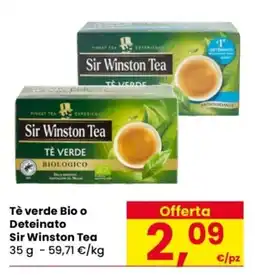 Despar Tè verde Bio o Deteinato Sir Winston Tea offerta