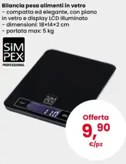 Interspar Bilancia pesa alimenti in vetro Simpex Professional offerta