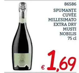 Zona Spumante cuvée millesimato extra dry musti nobilis offerta