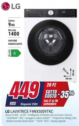 Trony LG Lavatrice F4NX5009TKC offerta