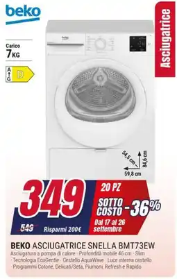 Trony Beko asciugatrice snella BMT73EW offerta