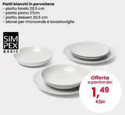 Interspar Piatti bianchi in porcellana Simpex Basic offerta