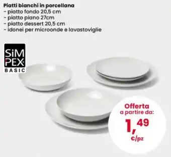 Piatti bianchi in porcellana Simpex Basic