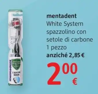 Mentadent White System spazzolino con setole di carbone