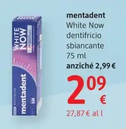 dm drogerie markt mentadent White Now dentifricio sbiancante offerta