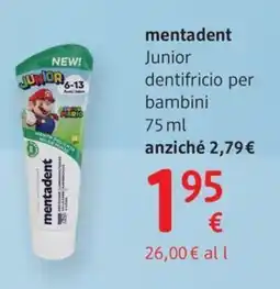 dm drogerie markt mentadent Junior dentifricio per bambini offerta
