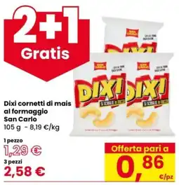 Eurospar Dixi cornetti di mais al formaggio San Carlo offerta