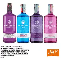 Zona Gin rabarbaro e zenzero w.neill/london dry distiller's cut neill/london dry parma violet neill/whitley neil pink grapefruit offerta