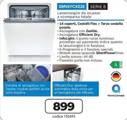 FreeShop Lavastoviglie da incasso a scomparsa totale SMV6YCX02E SERIE 6 offerta