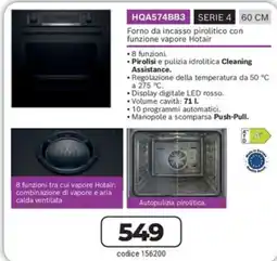 FreeShop Forno da incasso pirolitico con funzione vapore Hotair offerta