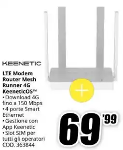 MediaWorld Keenetic LTE Modem Router Mesh Runner 4G offerta