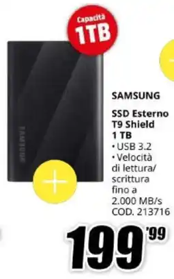 MediaWorld Samsung SSD Esterno T9 Shield offerta