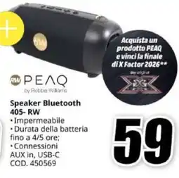 MediaWorld Speaker Bluetooth PEAQ by Robbie Williams offerta