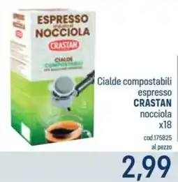 Talento Professional Store Cialde compostabili espresso Crastan nocciola offerta
