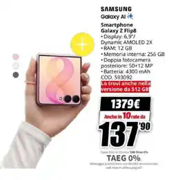 MediaWorld Samsung Galaxy Z Flip8 offerta