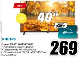 MediaWorld Philips Smart TV 40" offerta