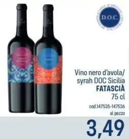 Talento Professional Store Vino nero d'avola/syrah DOC Sicilia Fatascià offerta