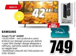 MediaWorld Samsung Smart TV 42" 42S90F offerta