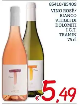 Zona Vino rosè/ bianco vitigli di dolomiti offerta