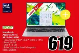 MediaWorld Acer Notebook Aspire Lite 15 offerta