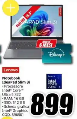 MediaWorld Lenovo Notebook IdeaPad Slim 3i offerta